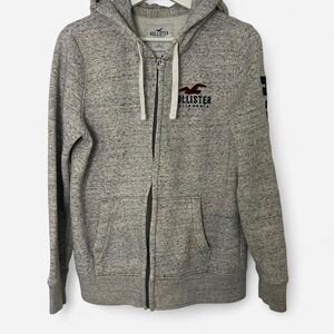 Y2k Grey zip Up hoodie embroidered logo mens sz small